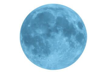 Naklejka premium Full blue moon illuminating night sky, showcasing lunar phases and celestial body with transparent background