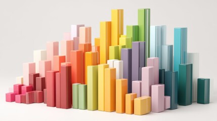 Obraz premium Colorful abstract bars arranged in a wave of varying heights on a light background showcasing modern design and creativity in data visualization concepts