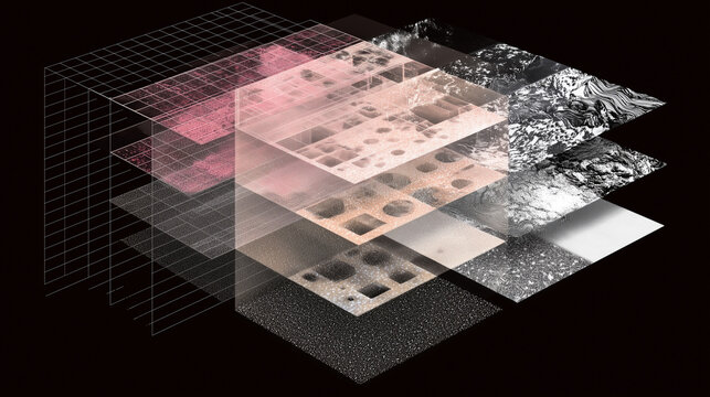 Neural Network Visualization - Abstract Convolutional Layer Grid Pattern in Machine Learning Design