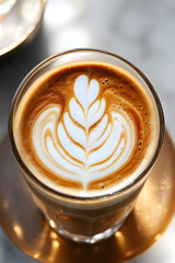 cup of cappuccino with foam art