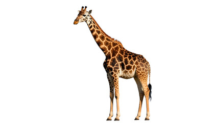 Naklejka premium A realistic giraffe standing isolated background