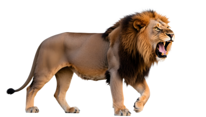 A roaring lion isolated on a white background
