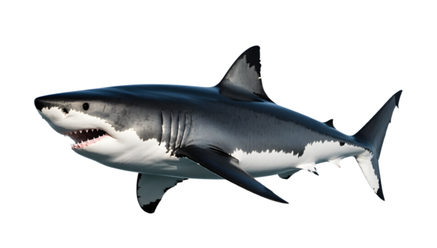 A great white shark isolated on a clean background