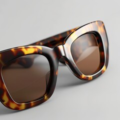 Tortoiseshell frame sunglasses close-up for fashion blog, eyewear store visual