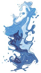 Vector water splash flowing against white background, used in product ads, graphics