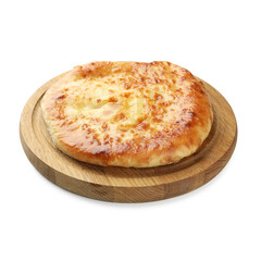 One delicious Megrelian khachapuri isolated on white
