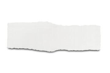 White torn paper piece with rippled edges providing copy space. A blank textured scrap note with transparent background
