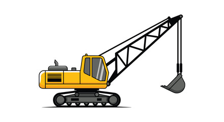 Dynamic yellow crane illustration, perfect for construction themed designs and educational materials - vibrant and eye catching for any project!
