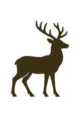 Obraz premium Brown reindeer silhouette on black background on transparent background