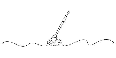 Continuous one line drawing of paint brush minimal outline vector illustration