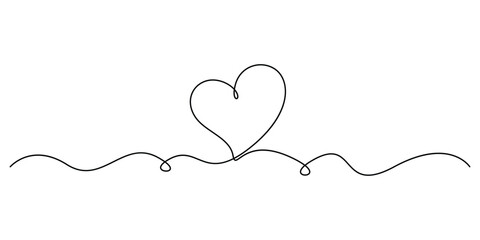 Fototapeta premium Continuous one line drawing of heart sign minimal outline vector illustration