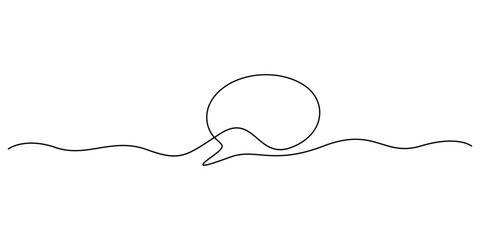 Continuous one line drawing of speech bubbles. Speech bubbles linear icon. Single line art speech bubbles vector illustration