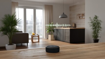 Smart Home Interface with Accessibility Features in Modern Living Space