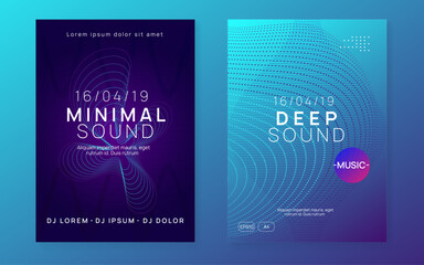 Fototapeta premium Night Club Banner. Green Dj Magazine. Music Concert Graphic. Festival Vector. Dance Flyer. Violet Night Club Poster. Soundwave Disco Illustration. Blue Night Club Banner