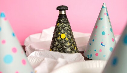 Playful Pastel Party Scene with Confetti Sprinkles and Party Hats