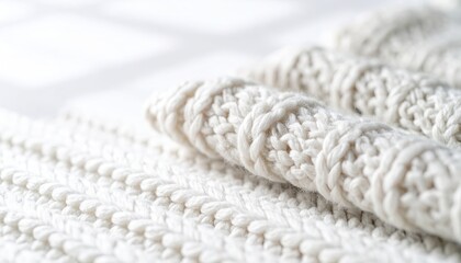 Cream Knit Textile Macro Photography