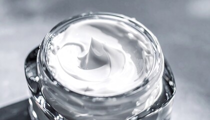 White Cream Swirl in Glass Jar Beauty Macro Photography