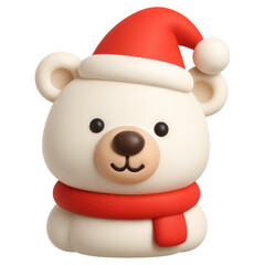 Adorable Polar Bear Santa 3D Holiday Icon for Winter Wonderland