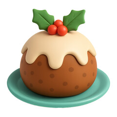 Simple 3D Christmas Pudding Cartoon Decoration for the Holidays
