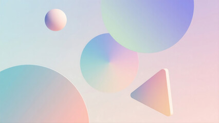 Abstract Pastel Geometry with Floating 3D Shapes