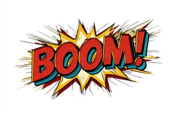 Boom comic book text explosion effect.