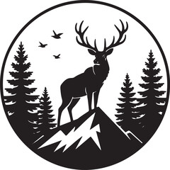 Elk in the Wild, Deer in the Forest and Mountain