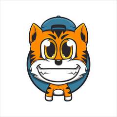 HAND DRAWING LITTLE TIGER CUTE ANIMALS LOGO DESIGN