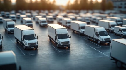 Fleet operations logistics hub vehicle showcase urban setting aerial perspective efficient transportation management