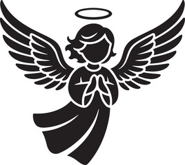 Obraz premium Guardian angel silhouette with halo and wings