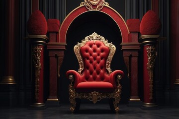 Luxurious Red Throne on Dark Background