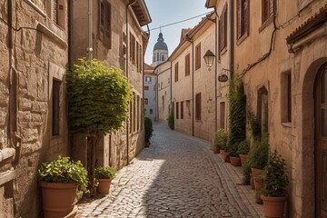 Narrow alleyway in historic European old