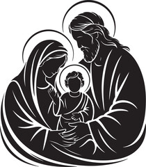 Holy family silhouette Mary Joseph baby Jesus © BINDASBIPLOB