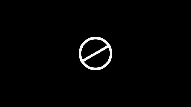 White prohibition symbol on a black background sign
