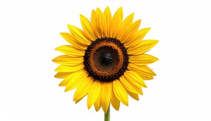 Fototapeta premium Isolated Sunflower Bloom on White Backdrop, Plant Single Subject. Floral Image