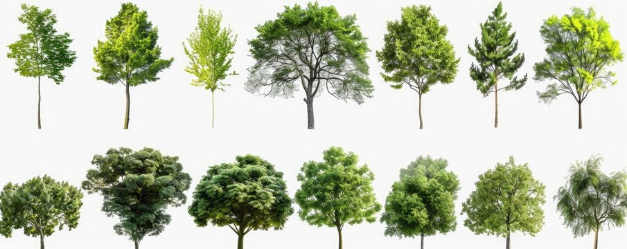 Isolated Trees on white background, for design element, illustration or collage
