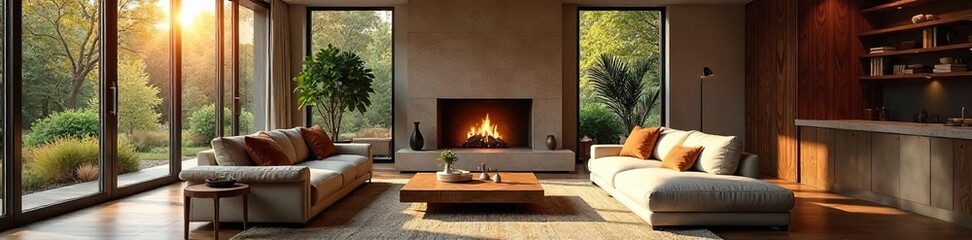 Warm & Inviting Family Room Natural Light, Cozy Fireplace, Comfortable Seating Perfect for Relaxation and Quality Time Together