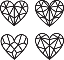 Fototapeta premium Geometric heart designs for modern Valentine's Day