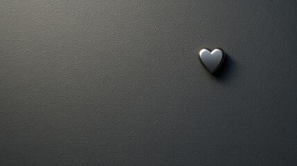 A shiny heart-shaped object on a textured dark background.