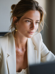 Professional Businesswoman Working at Office Desk