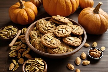 pumpkin seeds walnuts cookies natural food 