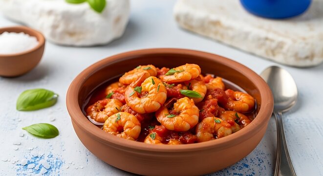 Simiako Garidaki Greek Shrimps from Simi with Tomato Sauce and Herbs