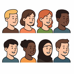 PrintDiverse group of cartoon people portraits