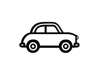 Simple Black Line Car Icon with Transparent Background