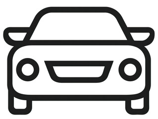 Simple Black Line Car Icon with Transparent Background