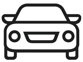 Simple Black Line Car Icon with Transparent Background