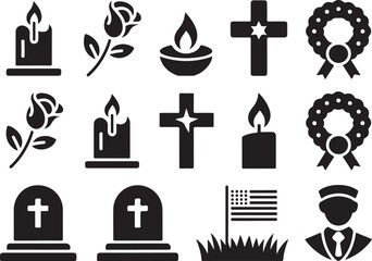 Memorial icons for funerals and remembrance days