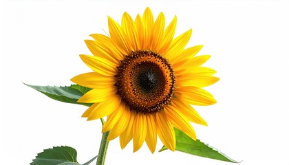 Obraz premium Sunflower blooming in studio against white backdrop for nature, beauty photography