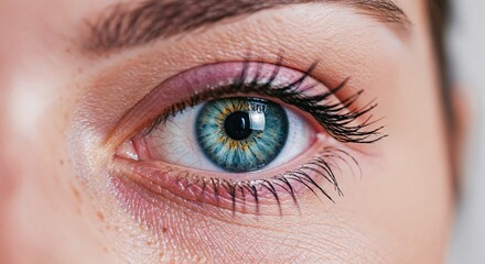 Obraz premium Vivid Eye: A captivating close-up of a human eye, exhibiting a vibrant mix of colors, textures, and details, reflecting beauty and complexity.