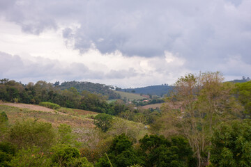 Green hills and moody sky in the state of São Paulo, Brazil