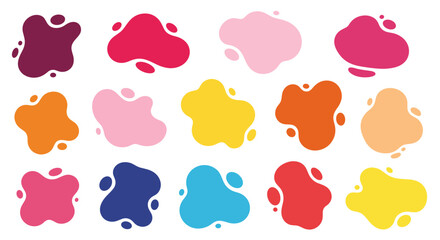 Collection of colorful abstract liquid blobs and fluid shapes.